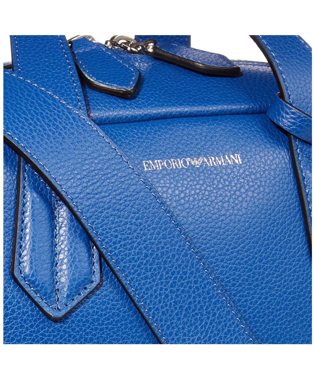 EMPORIO ARMANI Синяя кожаная сумка тоут, фото 4