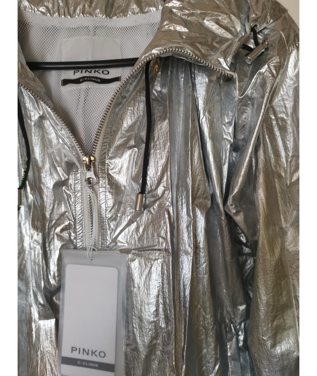 PINKO Серебряная полиамидовая куртка, фото 3