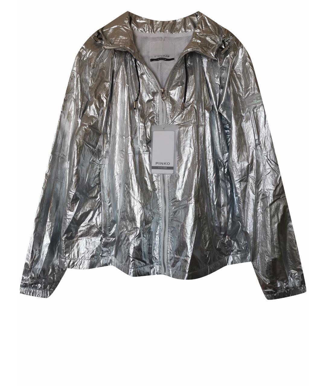 PINKO Серебряная полиамидовая куртка, фото 1