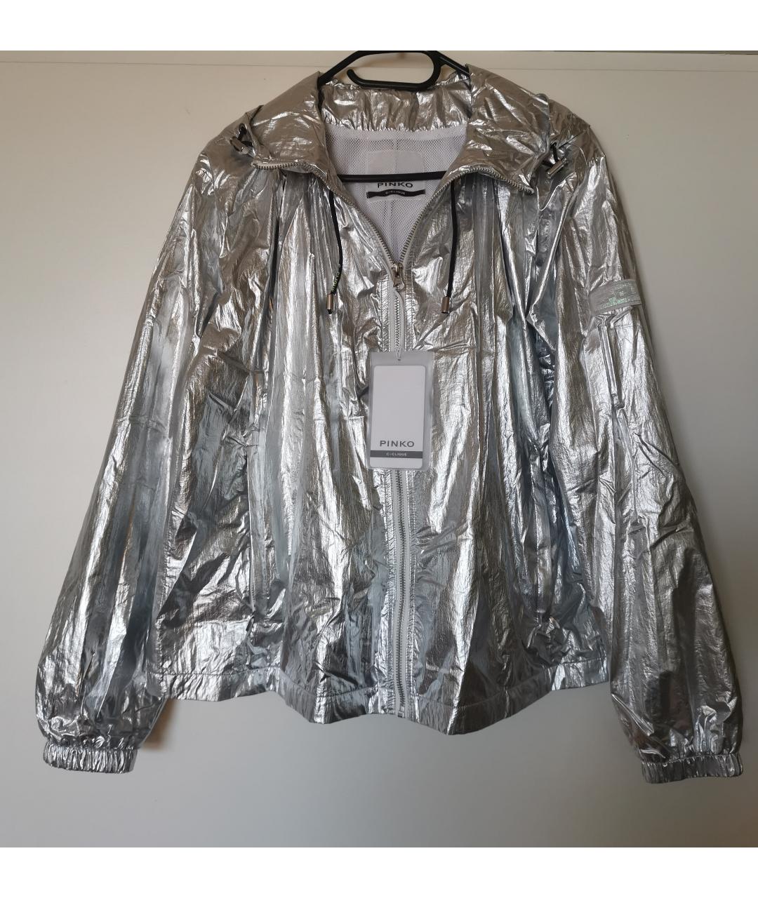 PINKO Серебряная полиамидовая куртка, фото 5