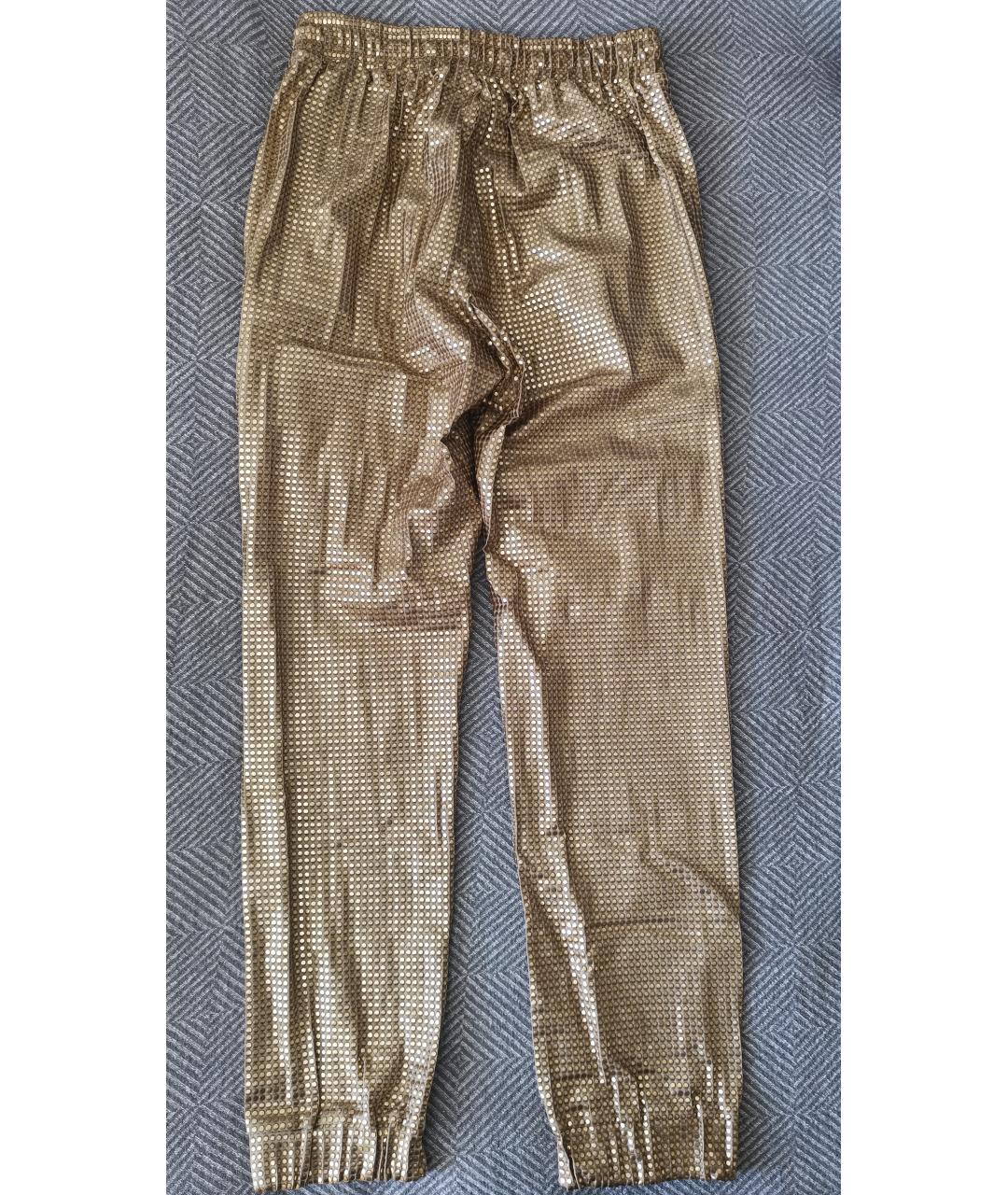 PINKO Золотые вискозные прямые брюки, фото 3