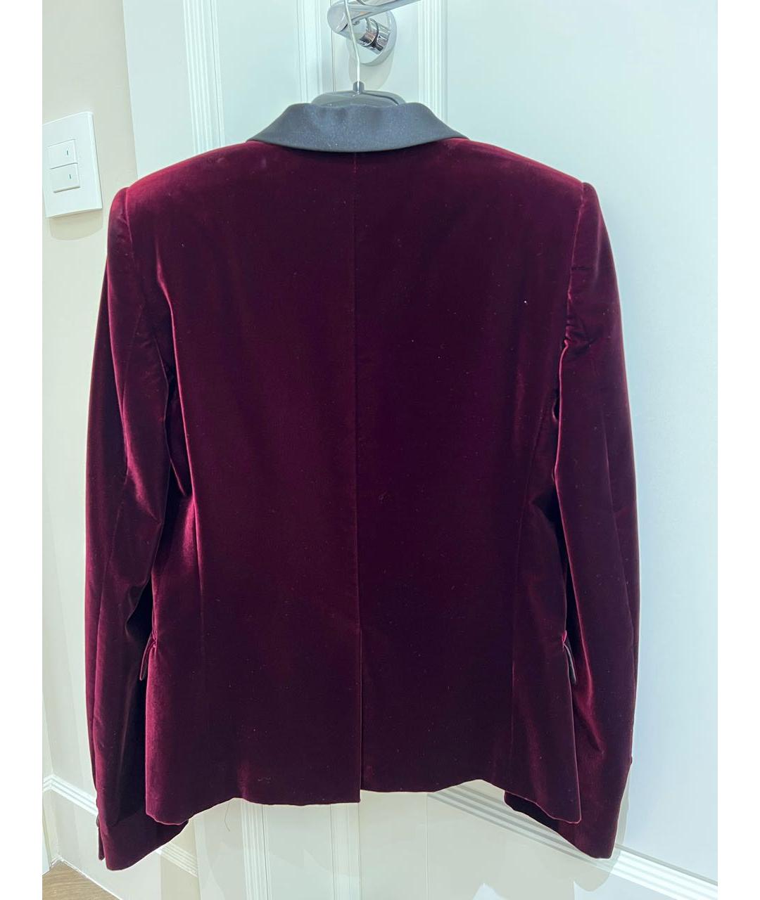 SAINT LAURENT Бордовый бархатный жакет/пиджак, фото 2