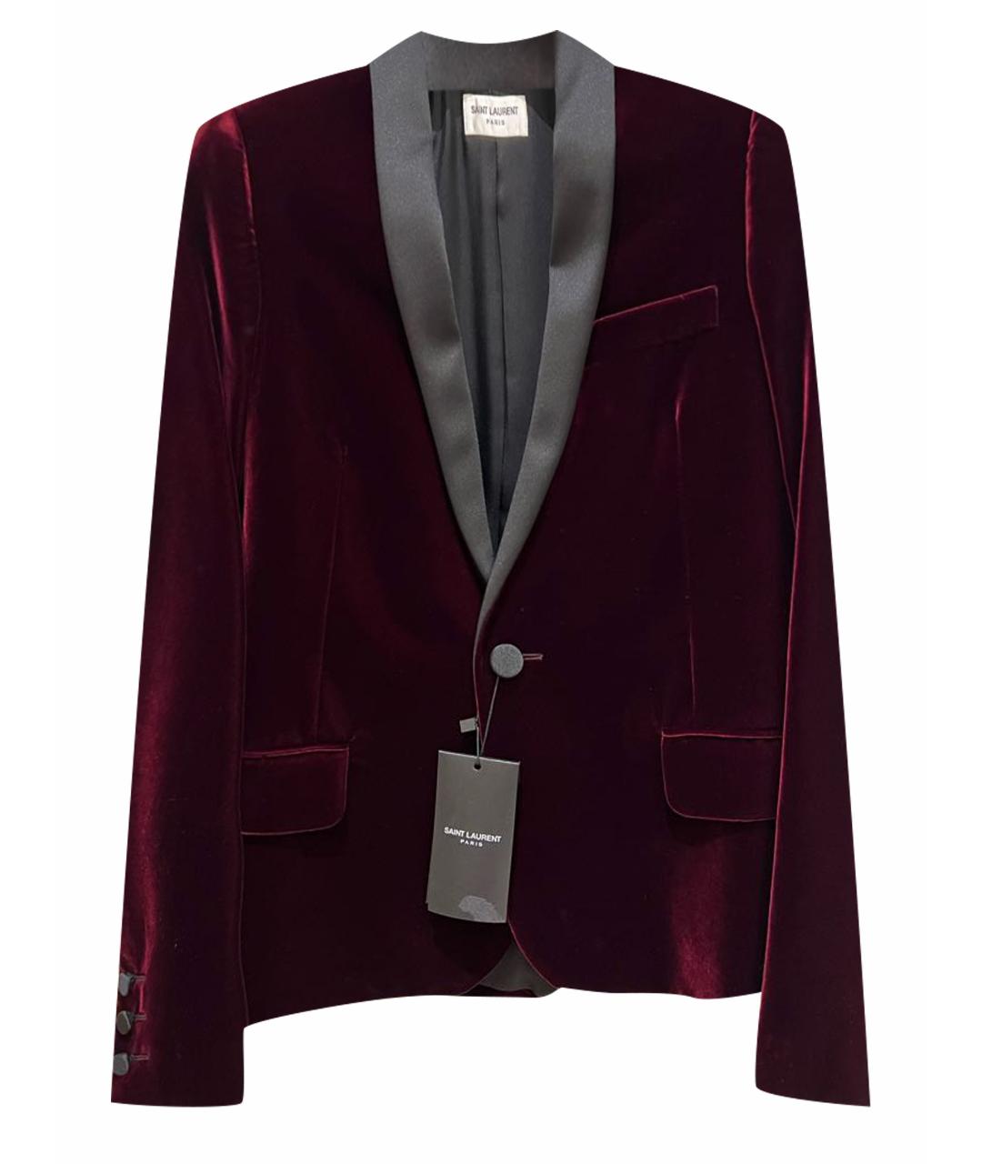 SAINT LAURENT Бордовый бархатный жакет/пиджак, фото 1