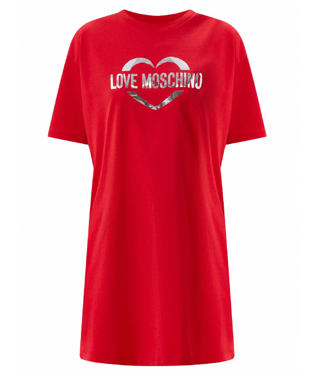LOVE MOSCHINO Красное хлопковое повседневное платье, фото 1