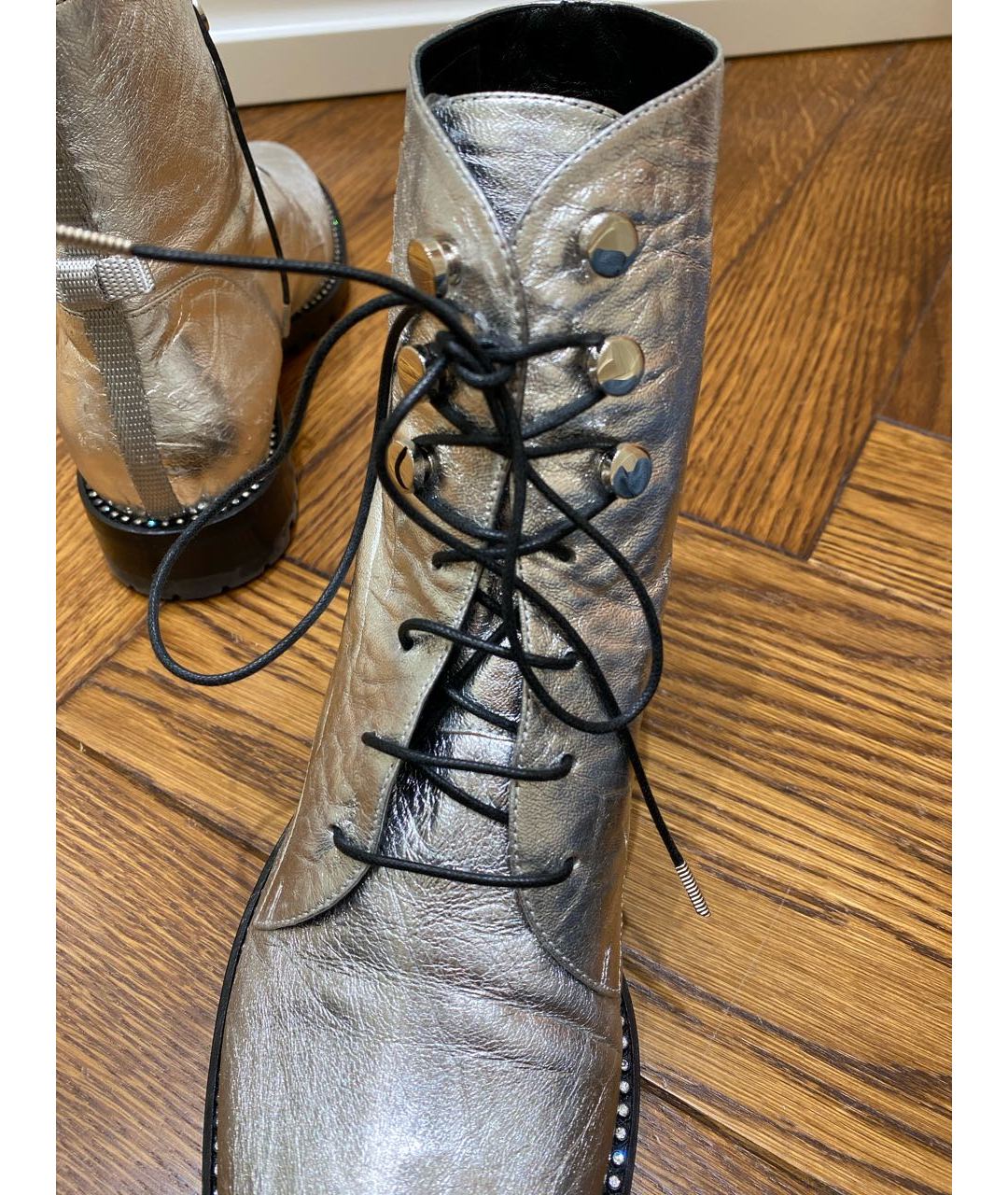 CHRISTIAN DIOR PRE-OWNED Серебряные кожаные ботинки, фото 6