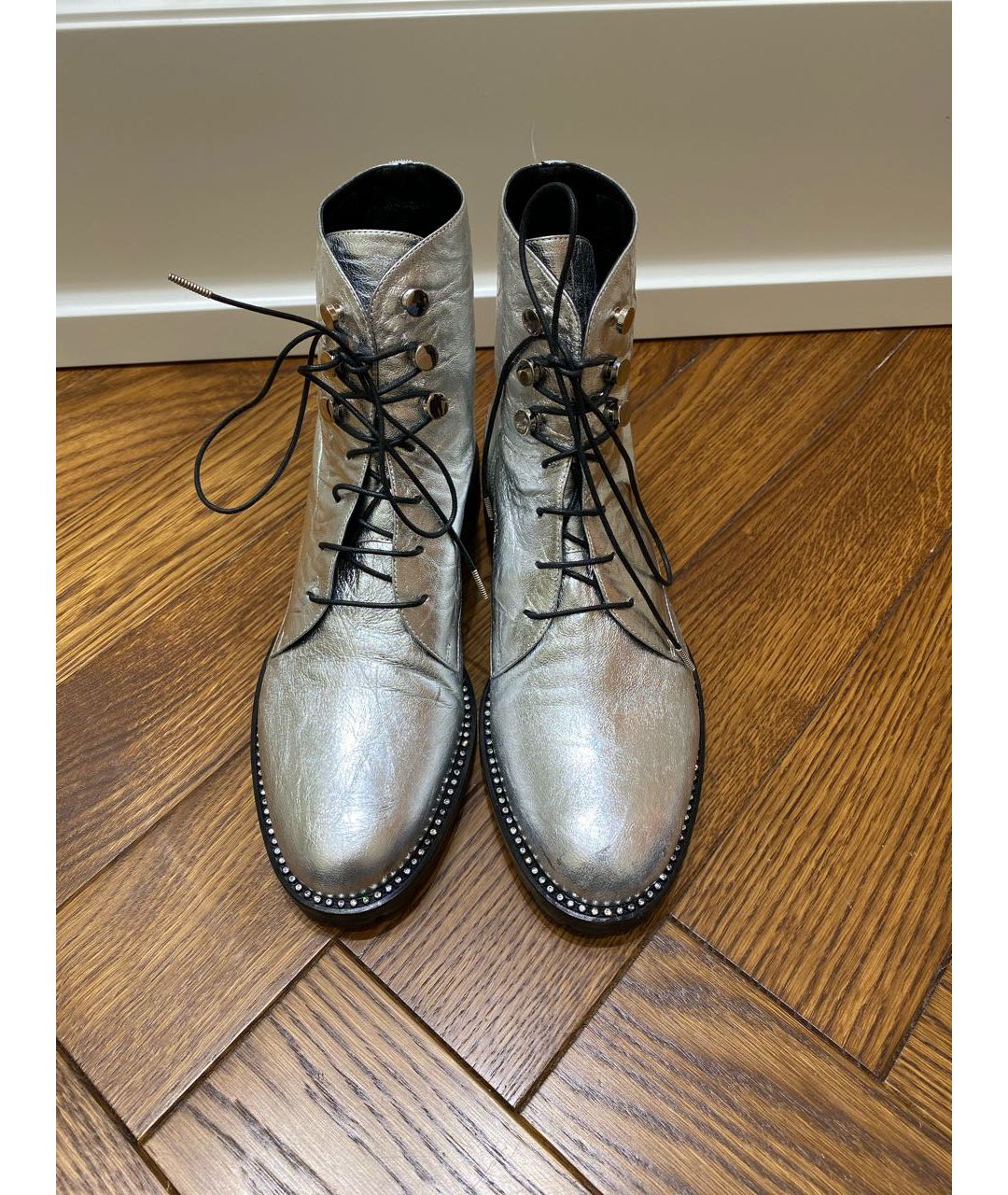CHRISTIAN DIOR PRE-OWNED Серебряные кожаные ботинки, фото 2