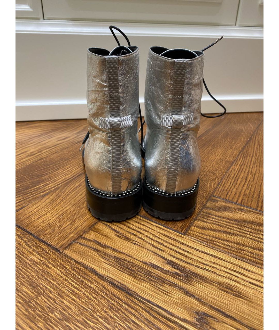 CHRISTIAN DIOR PRE-OWNED Серебряные кожаные ботинки, фото 4