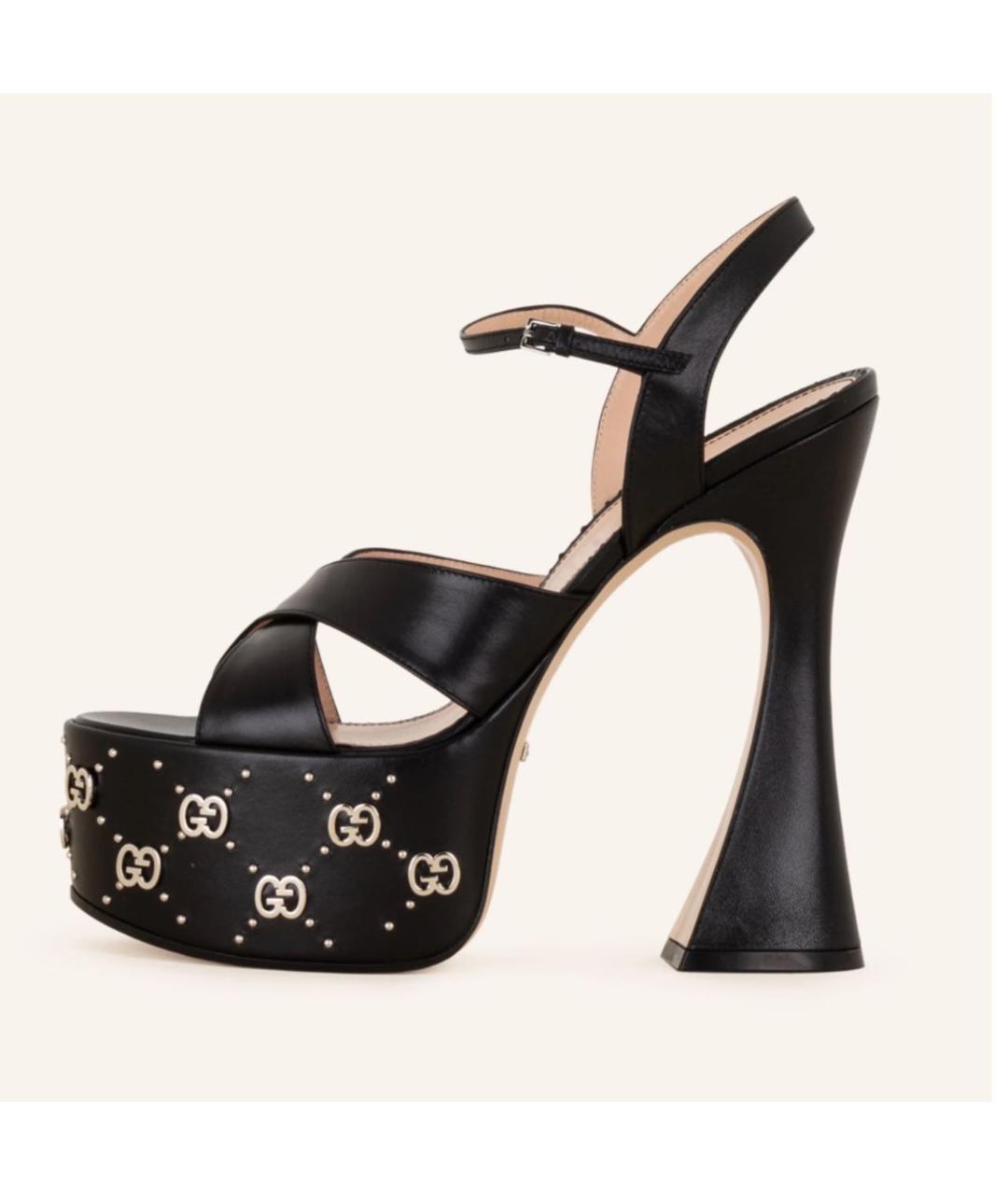 GUCCI Черные кожаные босоножки, фото 3