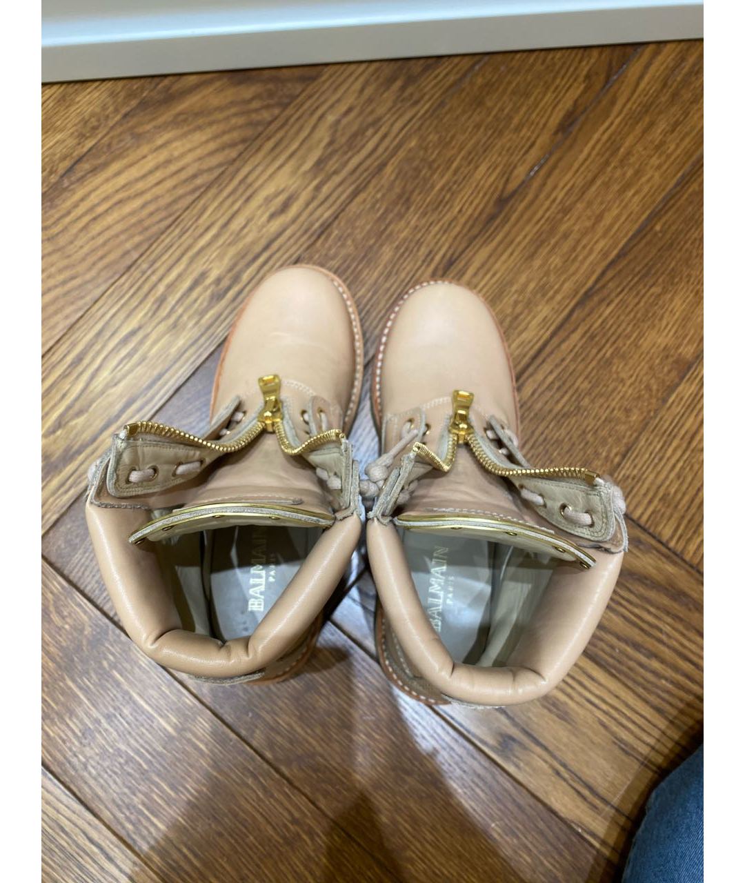 BALMAIN Бежевые ботинки из лакированной кожи, фото 3
