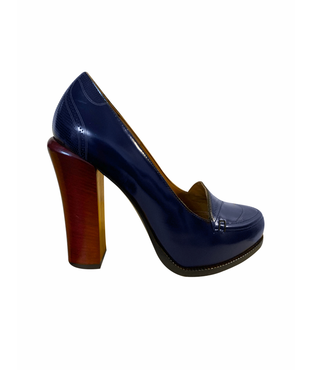FENDI Темно-синие кожаные туфли, фото 1