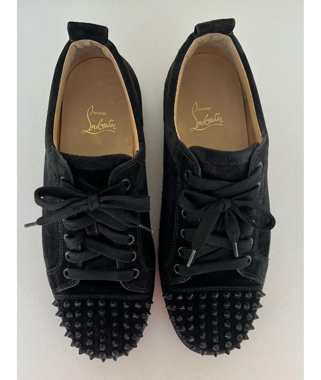CHRISTIAN LOUBOUTIN Черные замшевые низкие кроссовки / кеды для