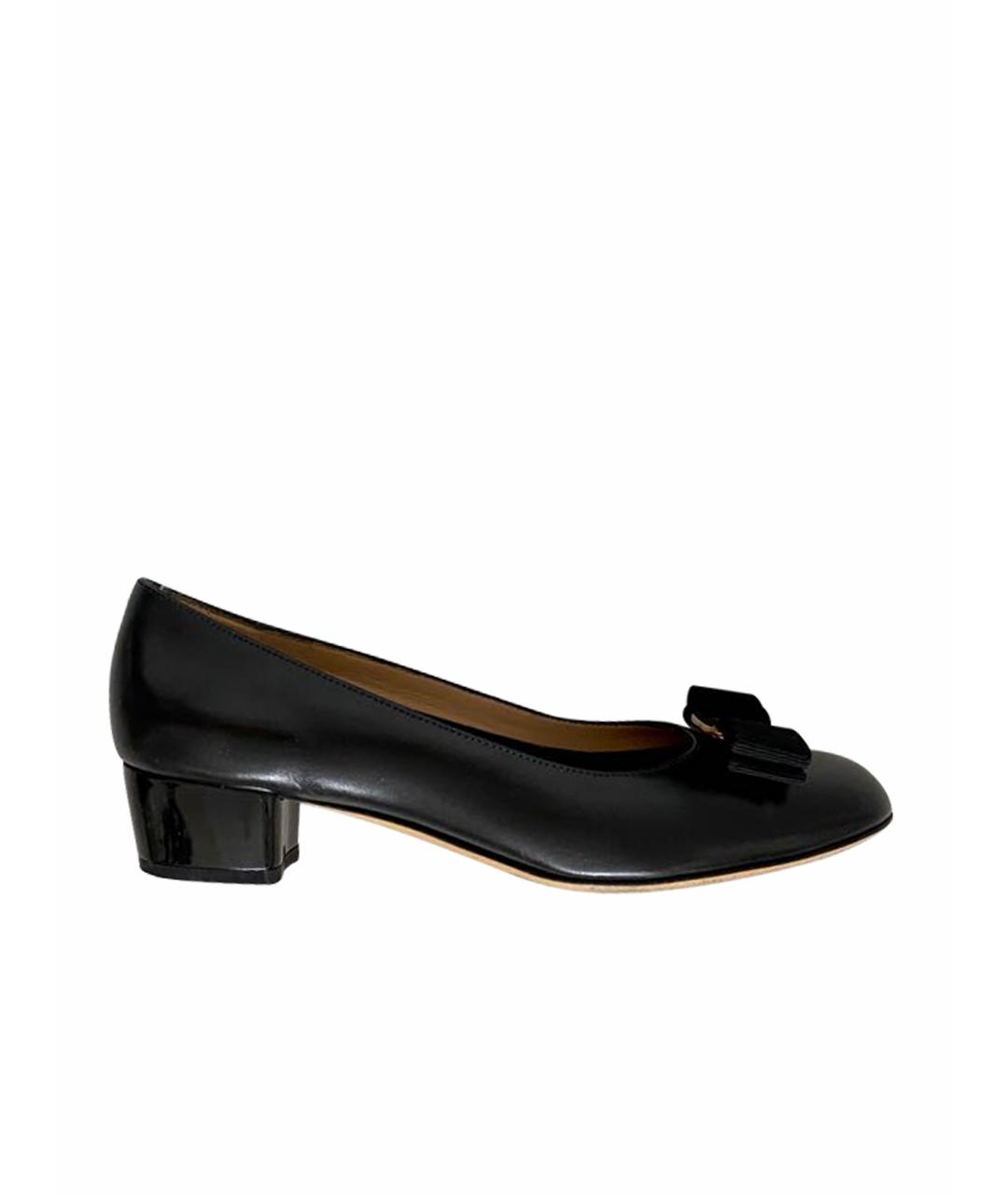 FERRAGAMO Черные кожаные туфли, фото 1