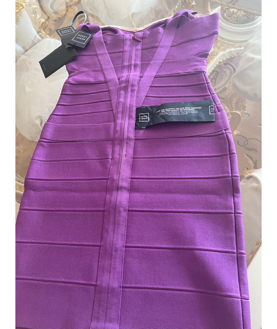 HERVE LEGER Фиолетовое коктейльное платье, фото 3