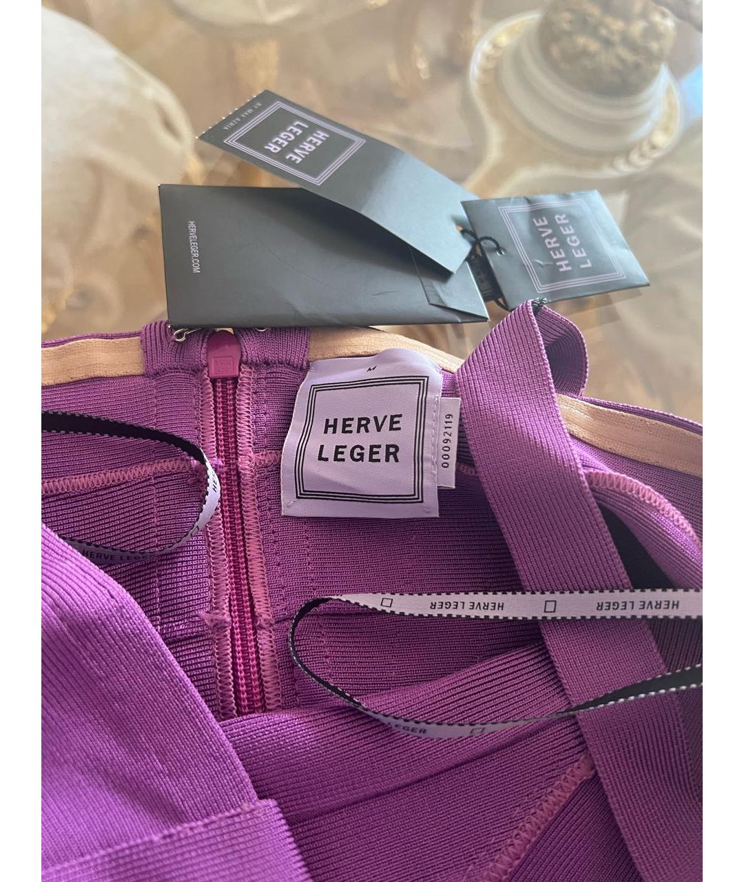 HERVE LEGER Фиолетовое коктейльное платье, фото 2
