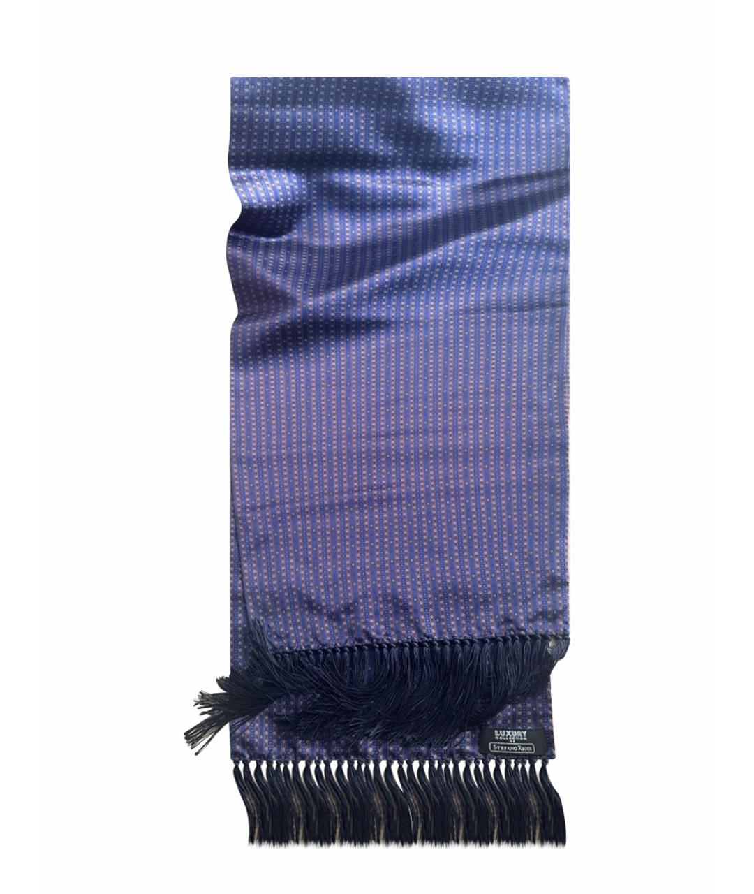 STEFANO RICCI Синий шелковый шарф, фото 1