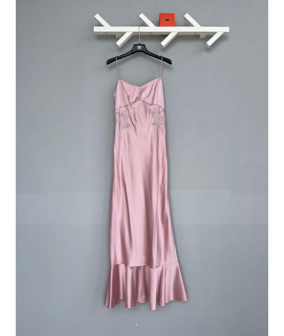 SALONI Розовое шелковое вечернее платье, фото 8