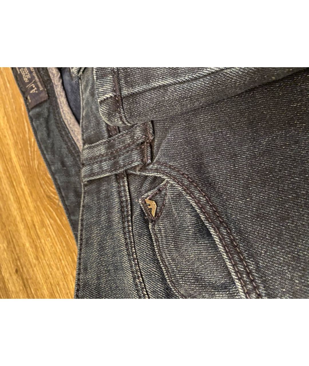 ARMANI JEANS Темно-синие хлопко-полиэстеровые прямые джинсы, фото 5