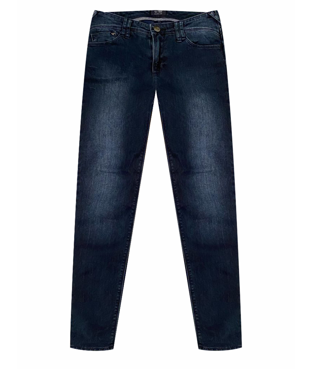 ARMANI JEANS Темно-синие хлопко-полиэстеровые прямые джинсы, фото 1