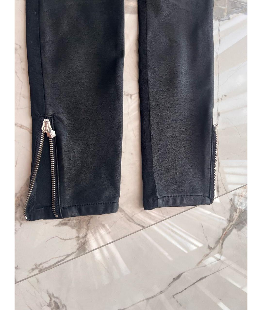 PHILIPP PLEIN Черные кожаные брюки узкие, фото 7