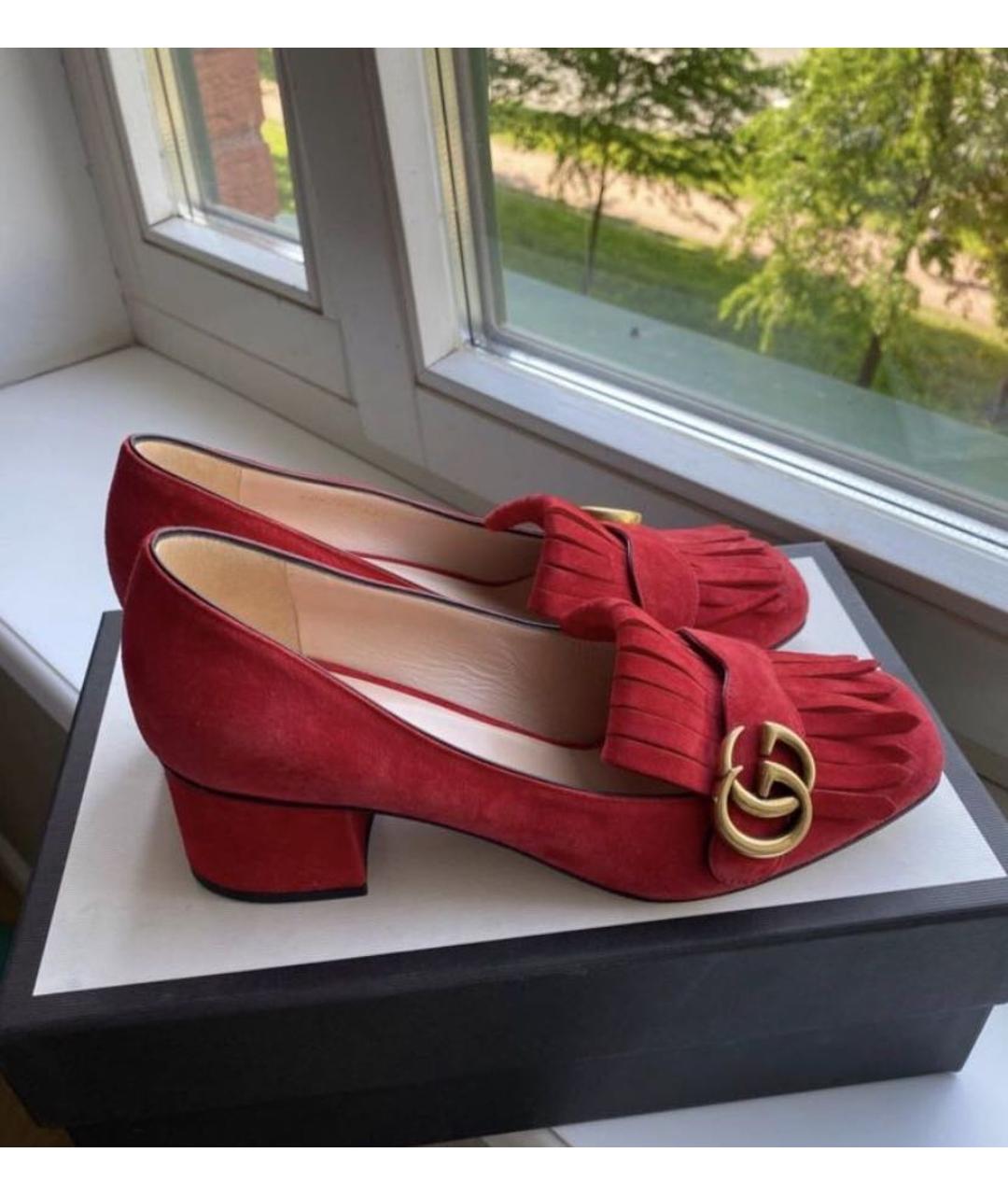GUCCI Красные замшевые туфли, фото 8