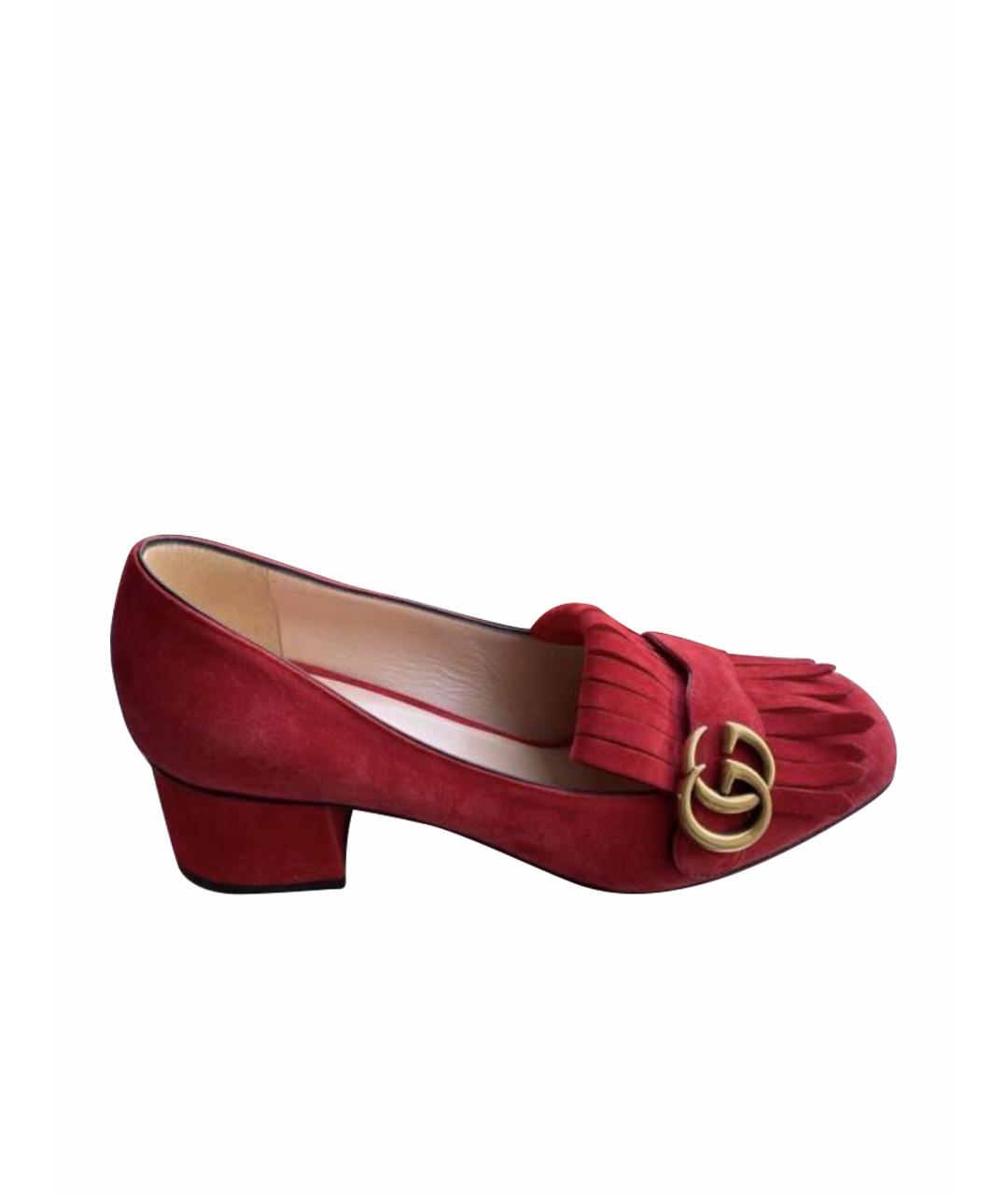 GUCCI Красные замшевые туфли, фото 1