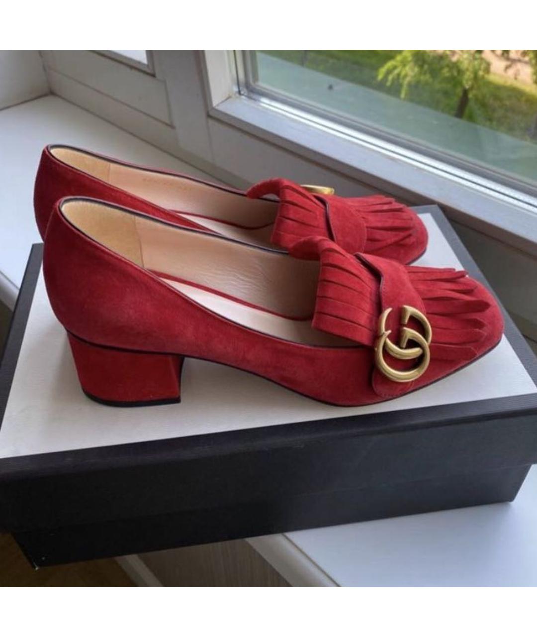 GUCCI Красные замшевые туфли, фото 9