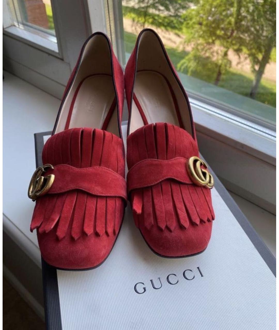 GUCCI Красные замшевые туфли, фото 2