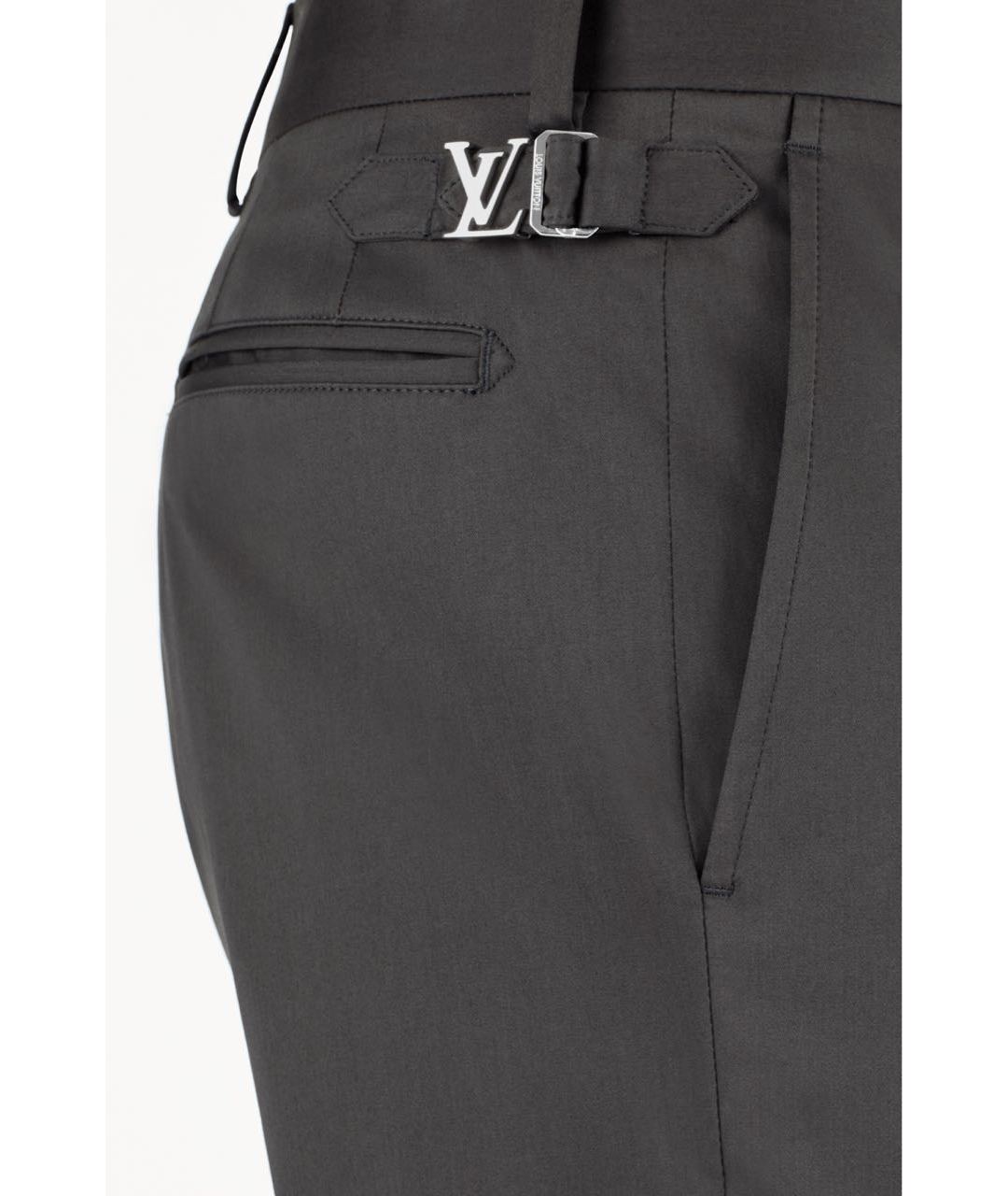 LOUIS VUITTON PRE-OWNED Антрацитовые шерстяные классические брюки, фото 7