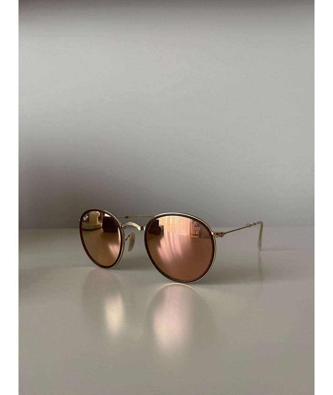 RAY BAN Оранжевое металлические солнцезащитные очки, фото 2