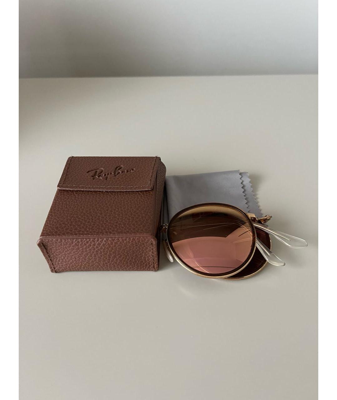 RAY BAN Оранжевое металлические солнцезащитные очки, фото 4