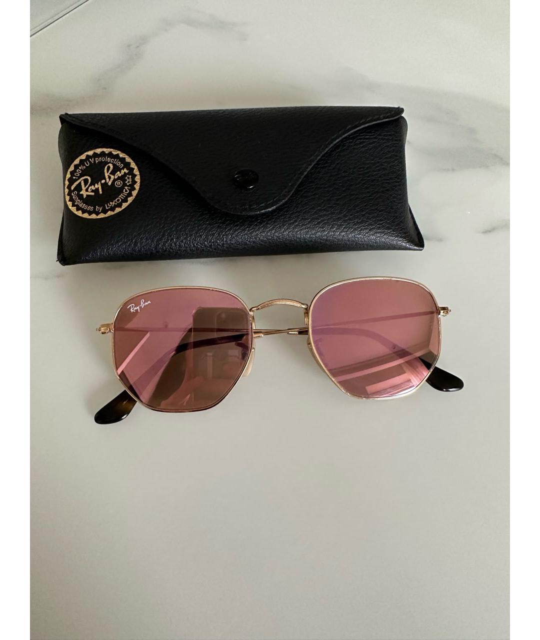 RAY BAN Розовые металлические солнцезащитные очки, фото 4