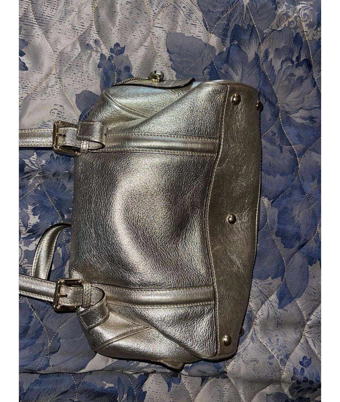 GUCCI Серебряная кожаная сумка с короткими ручками, фото 3