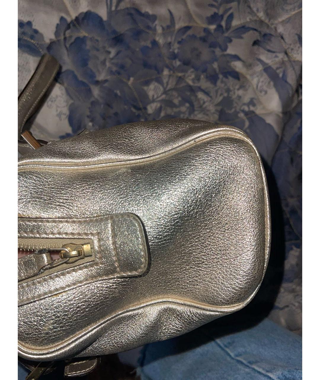 GUCCI Серебряная кожаная сумка с короткими ручками, фото 6