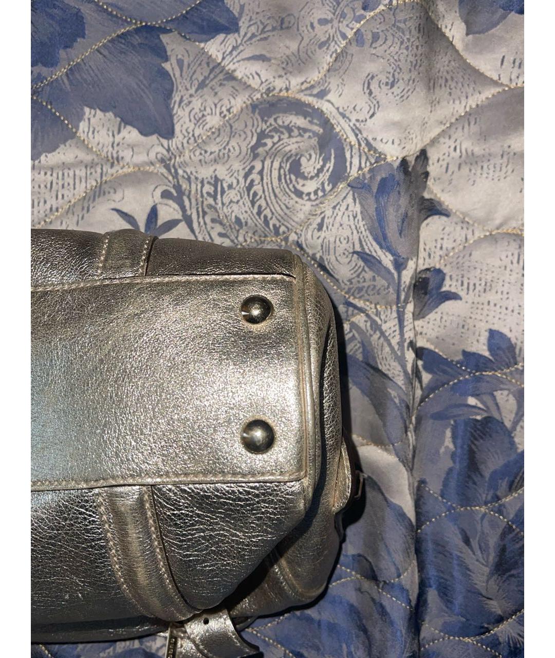 GUCCI Серебряная кожаная сумка с короткими ручками, фото 5