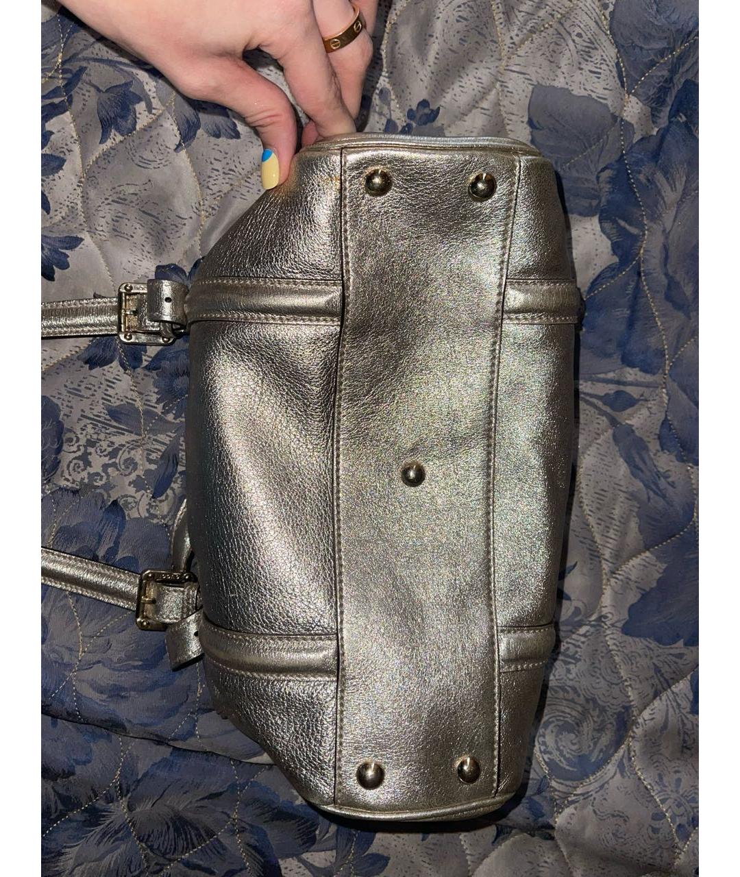 GUCCI Серебряная кожаная сумка с короткими ручками, фото 4