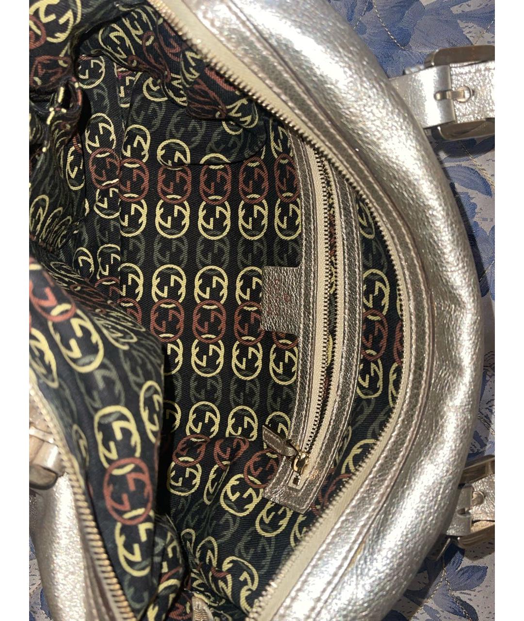 GUCCI Серебряная кожаная сумка с короткими ручками, фото 2