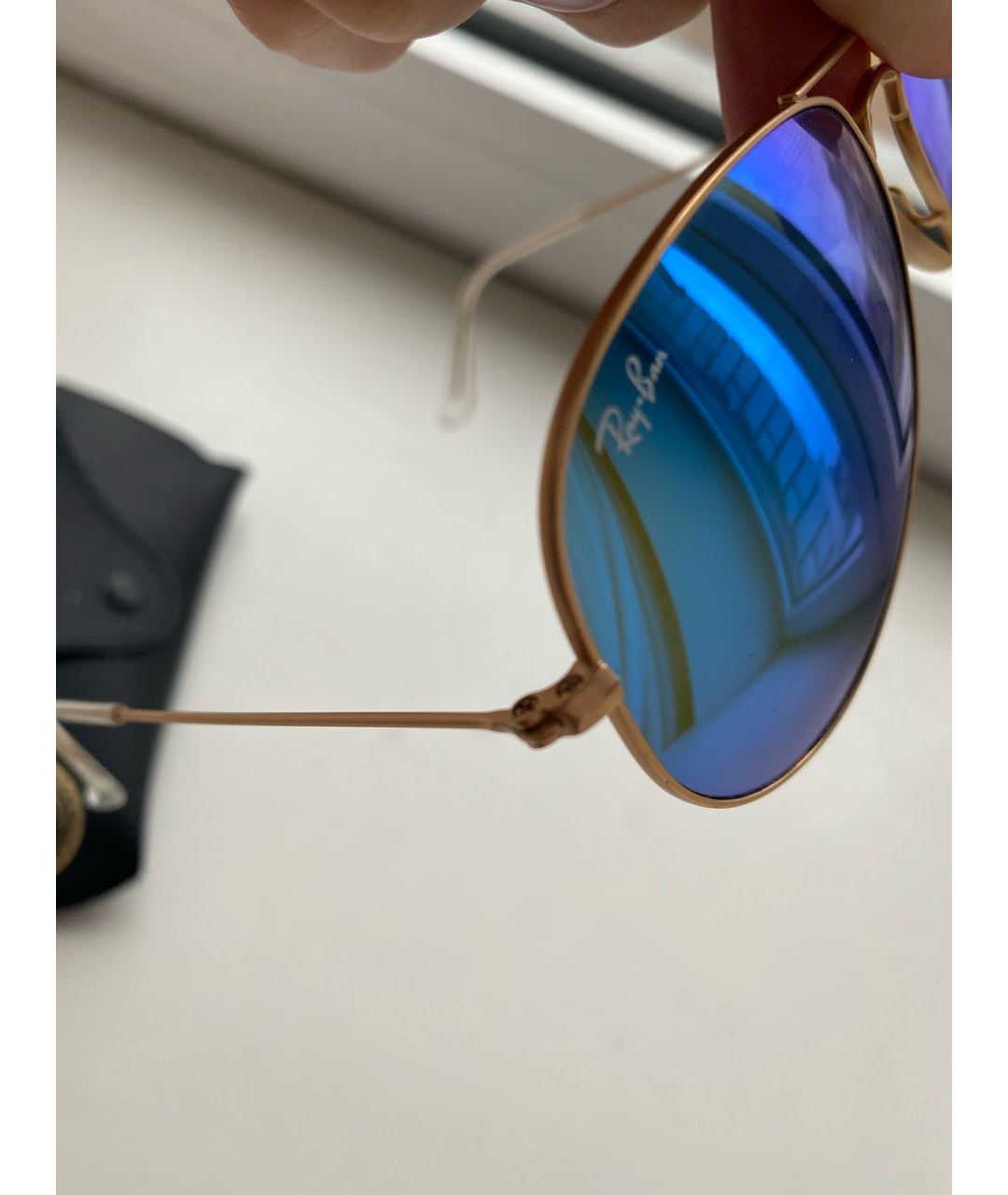 RAY BAN Синие металлические солнцезащитные очки, фото 3