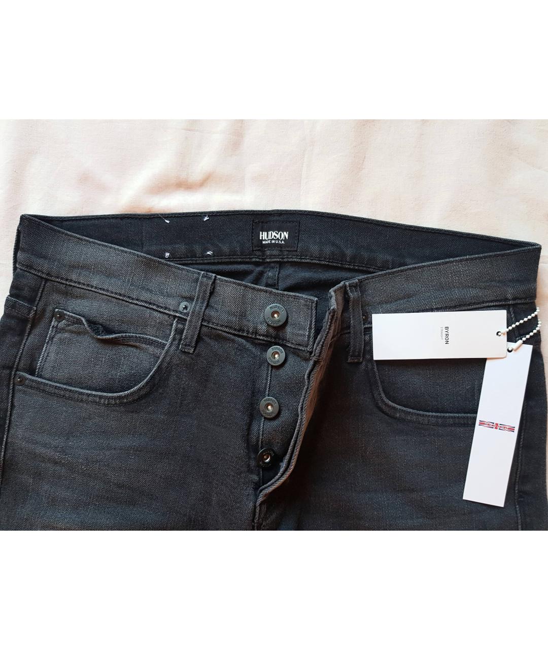 HUDSON Черные хлопко-полиэстеровые прямые джинсы, фото 3