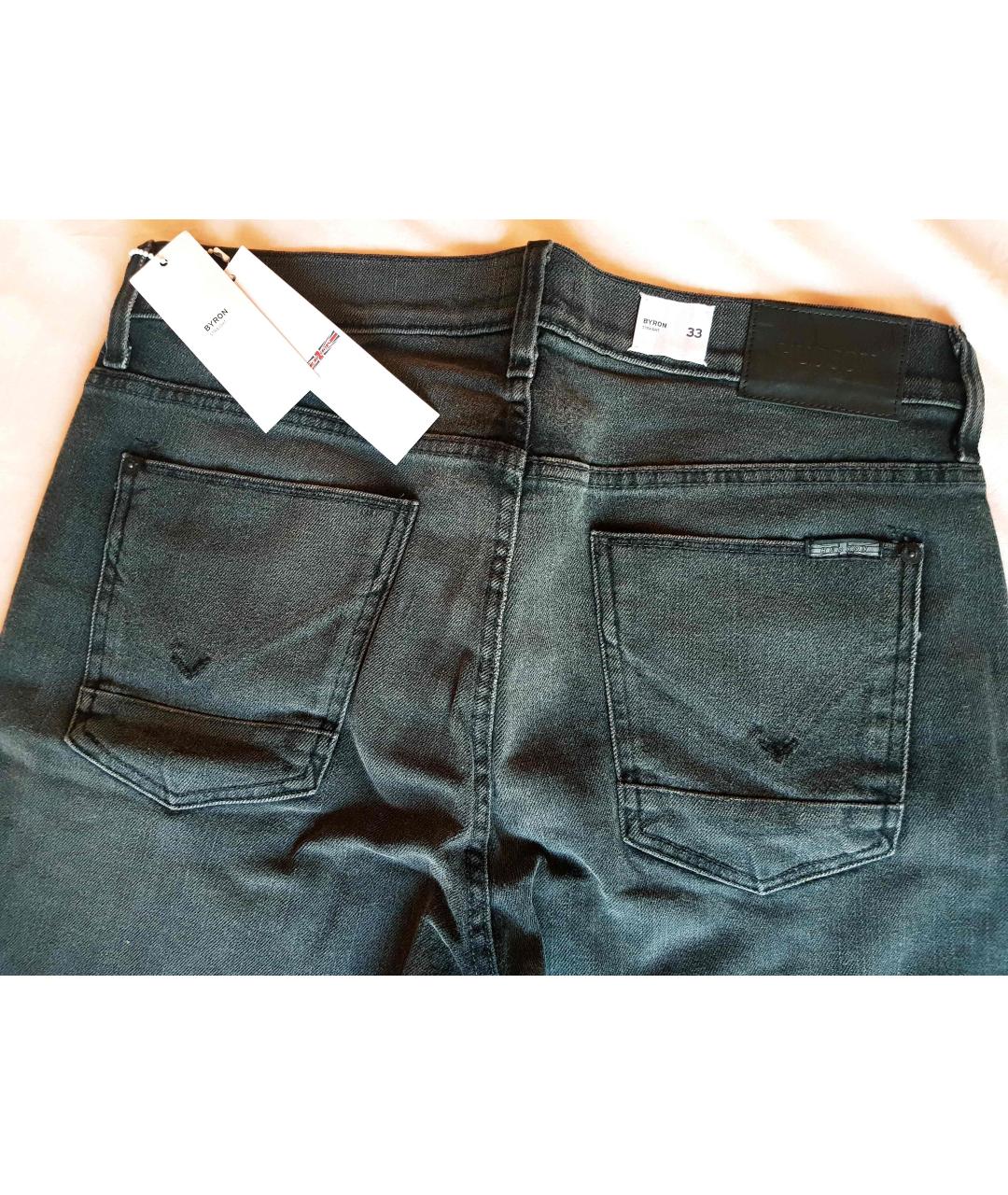HUDSON Черные хлопко-полиэстеровые прямые джинсы, фото 5