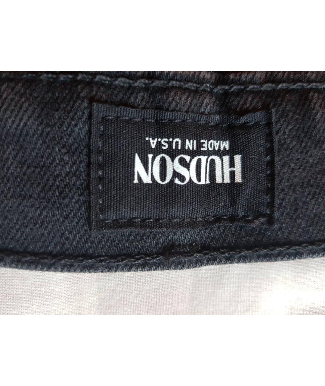 HUDSON Черные хлопко-полиэстеровые прямые джинсы, фото 6