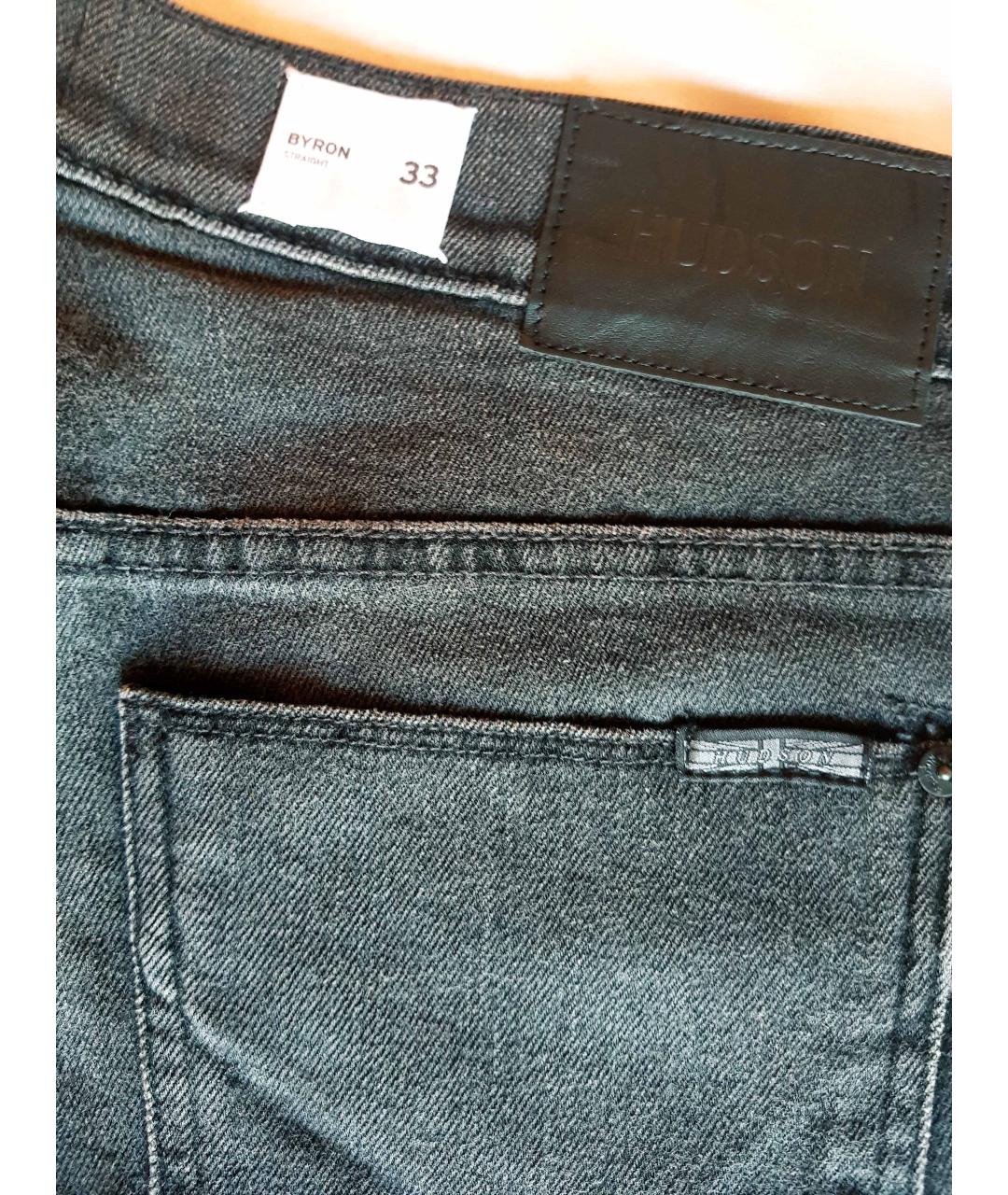 HUDSON Черные хлопко-полиэстеровые прямые джинсы, фото 4