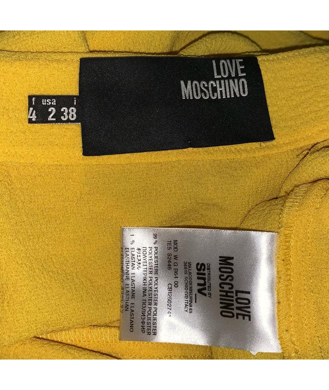 LOVE MOSCHINO Желтая полиэстеровая юбка мини, фото 3