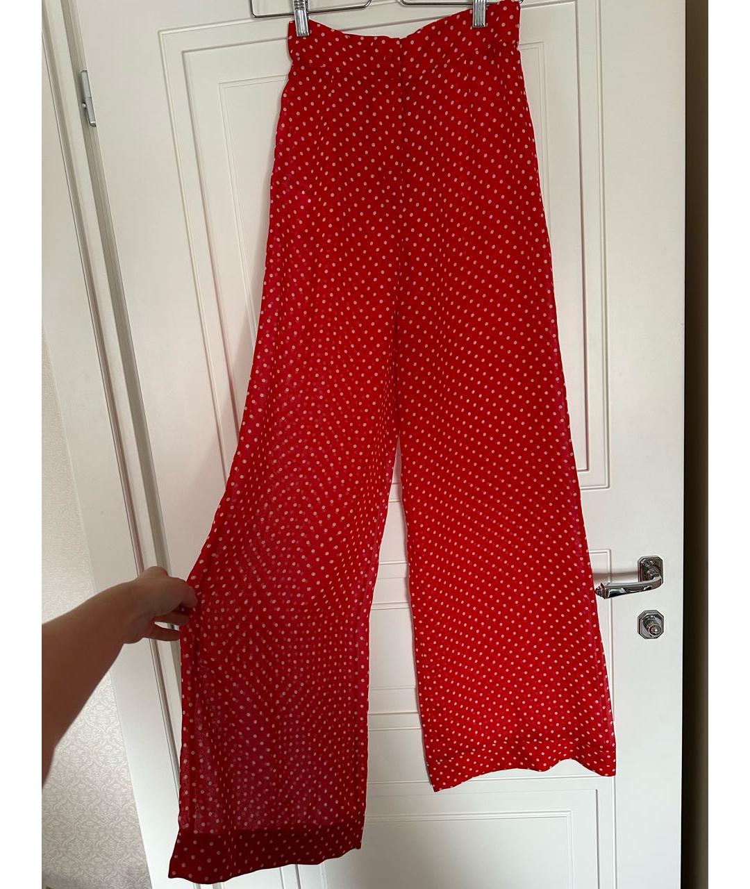 AGENT PROVOCATEUR Красные шелковые брюки широкие, фото 2