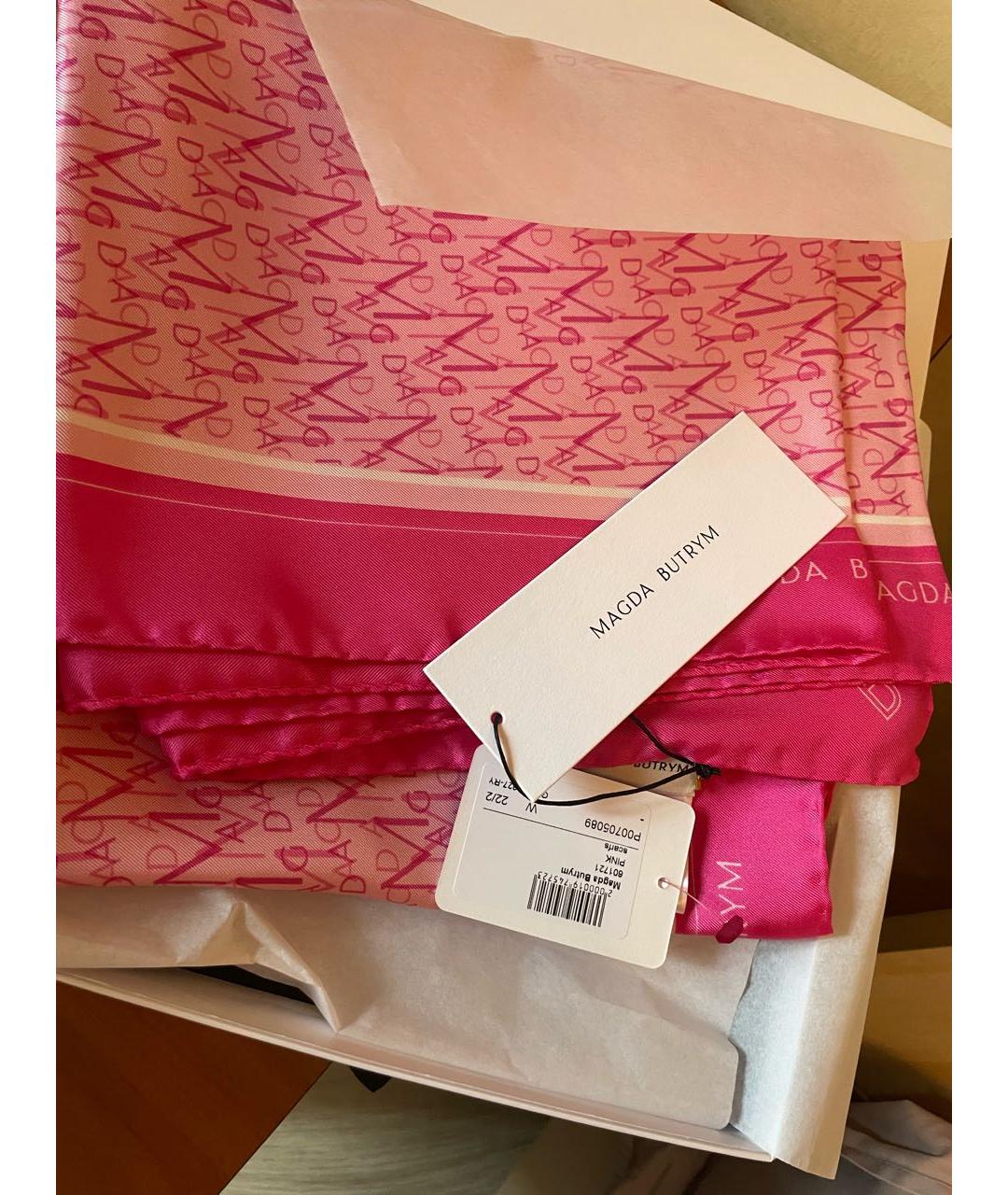 MAGDA BUTRYM Розовый шелковый платок, фото 3