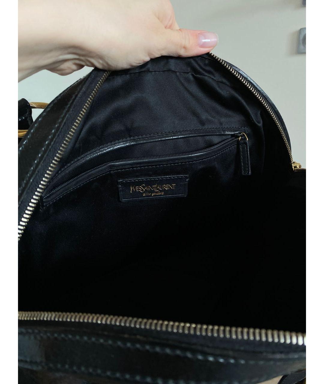 SAINT LAURENT Черная сумка с короткими ручками из лакированной кожи, фото 5