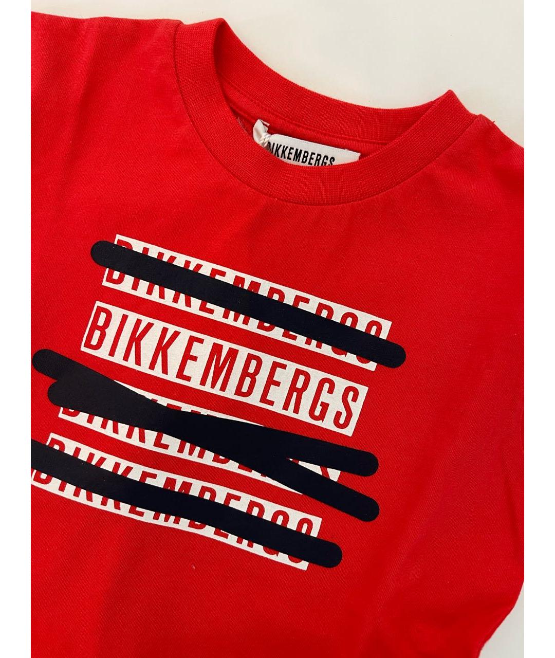 BIKKEMBERGS Красная хлопковая детская футболка, фото 3