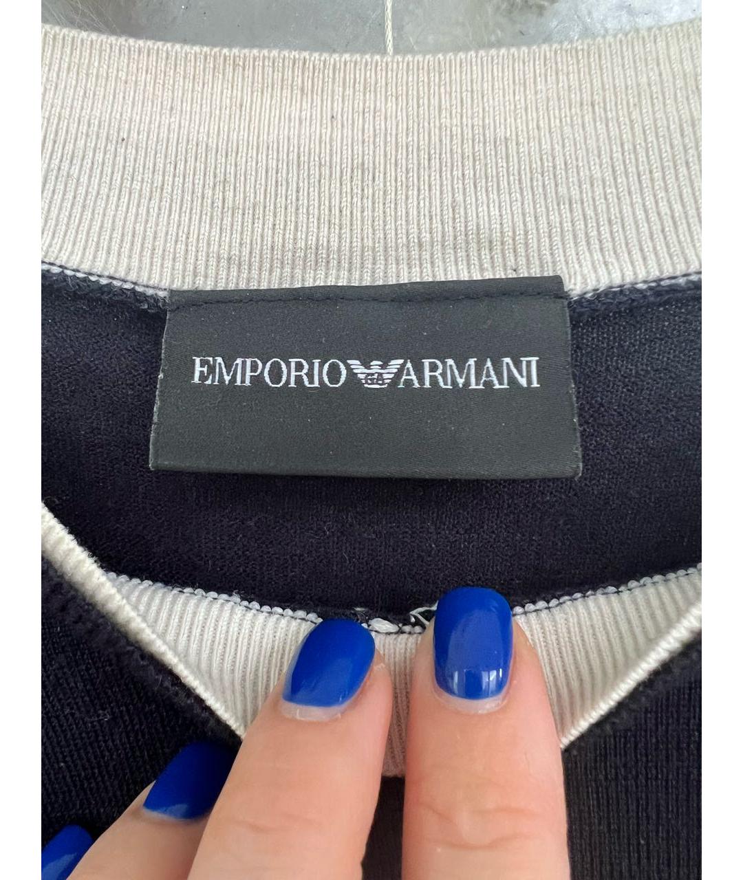 EMPORIO ARMANI Темно-синий шерстяной джемпер / свитер, фото 3