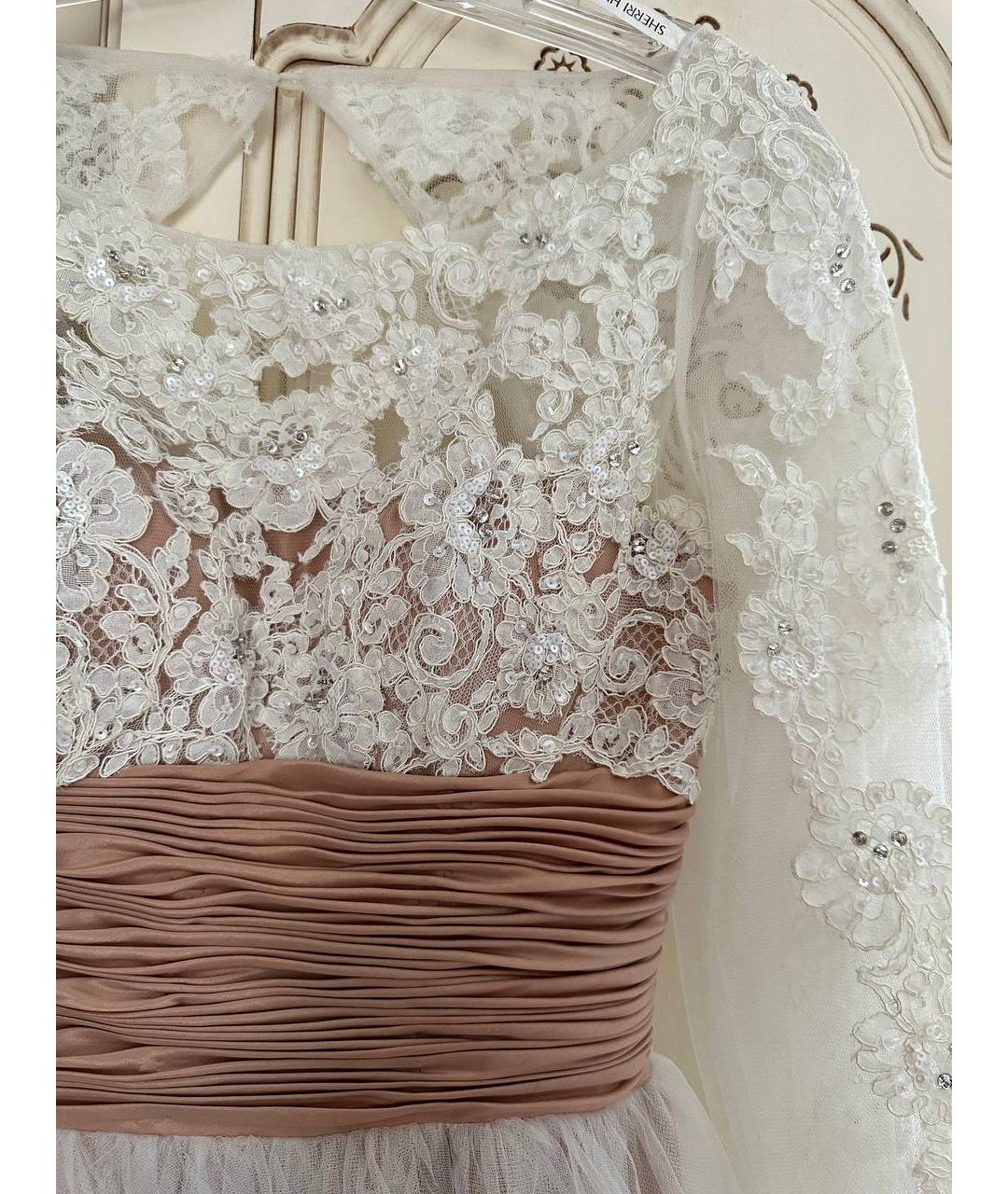 SHERRI HILL Белое сетчатое коктейльное платье, фото 3