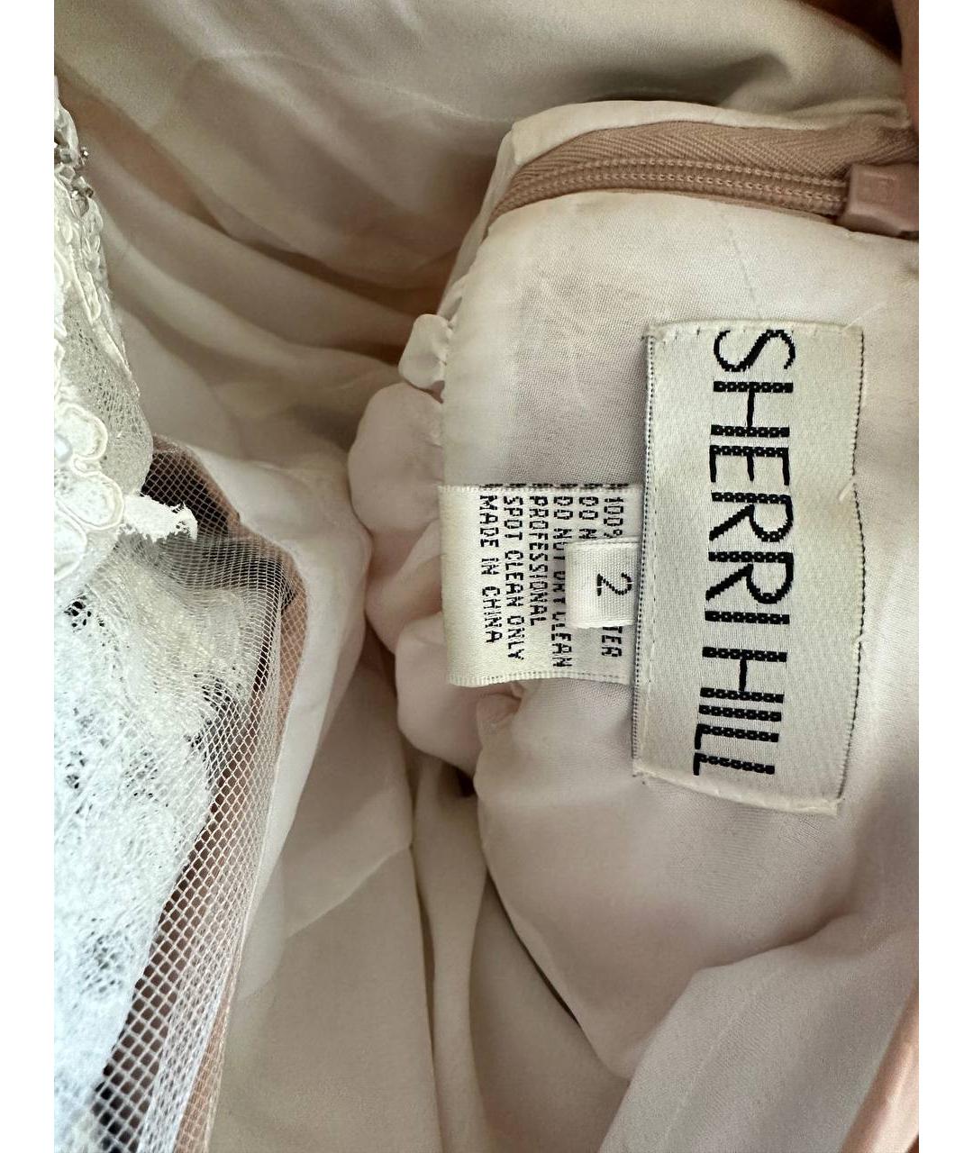 SHERRI HILL Белое сетчатое коктейльное платье, фото 4