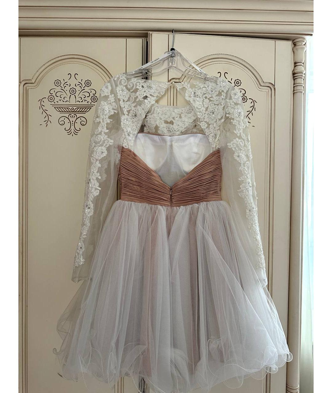 SHERRI HILL Белое сетчатое коктейльное платье, фото 2